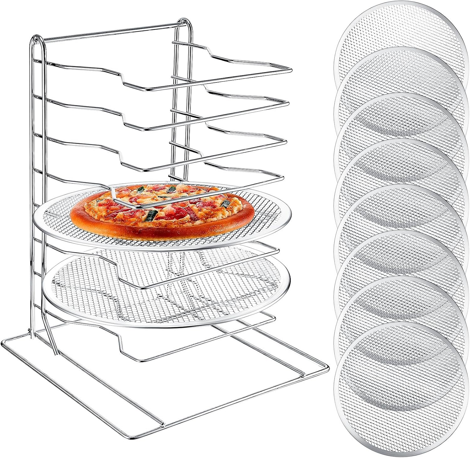 Commercial Kitchen Pans - 8 Katmanlı Pizza Rafı, Delikli 8