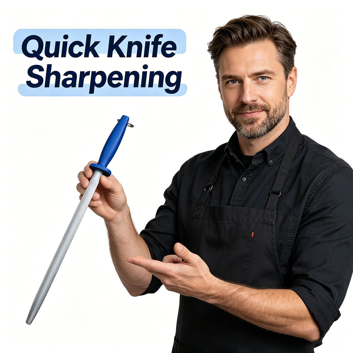 Commercial Kitchen Knives - 12'' Profesyonel Bileme Çubuğu Şef Bıçağı